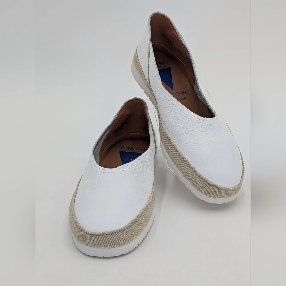 Verbenas Noelia Women Sz 10 Made in Spain Espadrilles White Leather